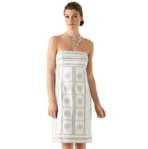 WHBM Metallic embroidered strapless dress